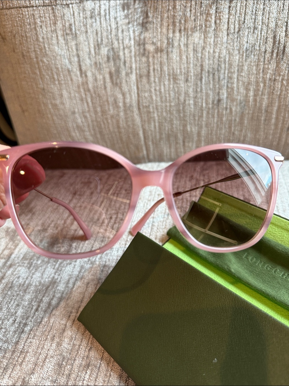 LONGCHAMP sunglasses - pink and gold, EUC - Picture 3 of 5